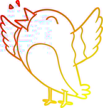warm gradient line drawing cartoon bird vector