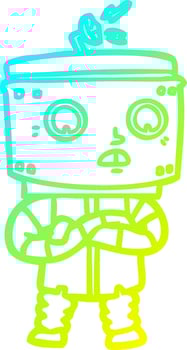 cold gradient line drawing cartoon robot vector