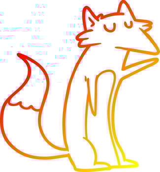 warm gradient line drawing cartoon fox vector