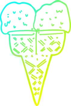 cold gradient line drawing cartoon ice cream vector