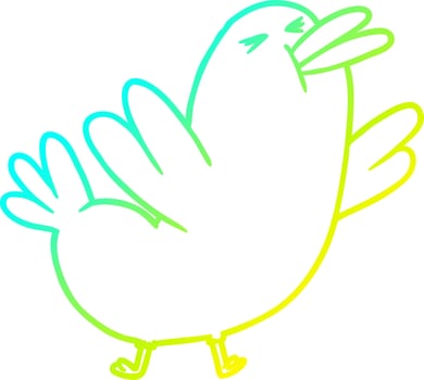 cold gradient line drawing cartoon blackbird vector