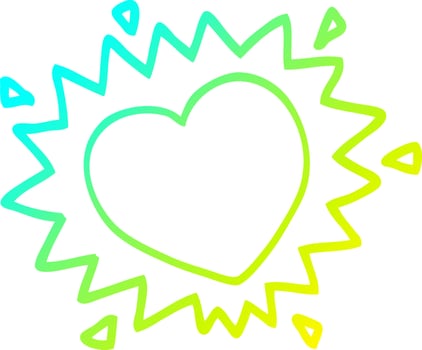 cold gradient line drawing cartoon love heart vector