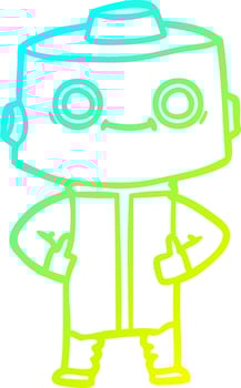cold gradient line drawing cartoon robot vector