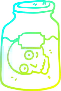 cold gradient line drawing cartoon head in jar vector