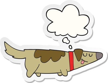 cartoon dog and thought bubble as a printed sticker vector
