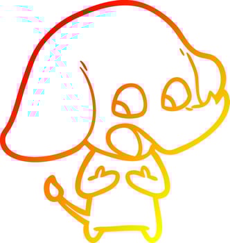 warm gradient line drawing cute cartoon elephant vector