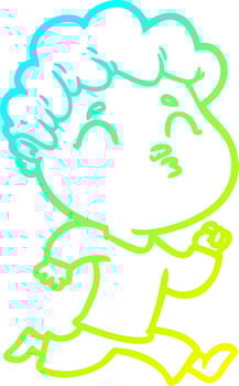cold gradient line drawing cartoon man pouting vector