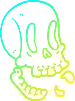 cold gradient line drawing funny cartoon skull vector