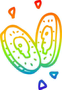 rainbow gradient line drawing cartoon money coins vector