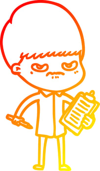 warm gradient line drawing cartoon boy vector