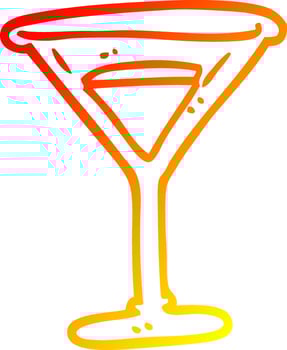 warm gradient line drawing cartoon red cocktail vector