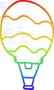 rainbow gradient line drawing cartoon hot air balloon vector