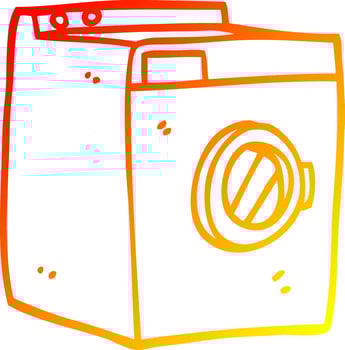 warm gradient line drawing cartoon washing machine vector