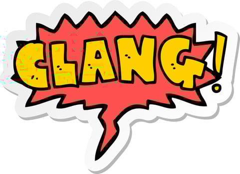 cartoon word clang and speech bubble sticker vector