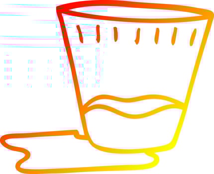 warm gradient line drawing cartoon spilt drink vector