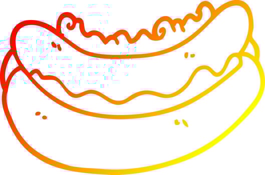 warm gradient line drawing cartoon hotdog vector