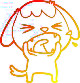 warm gradient line drawing cute cartoon dog barking vector