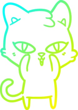 cold gradient line drawing cartoon cat vector