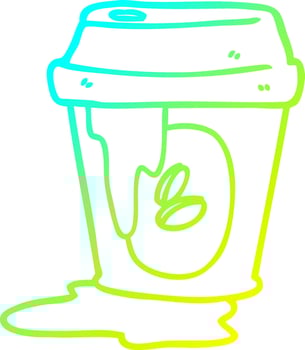 cold gradient line drawing messy coffee cup cartoon vector