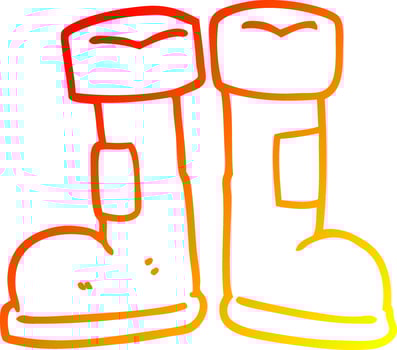 warm gradient line drawing cartoon wellington boot vector