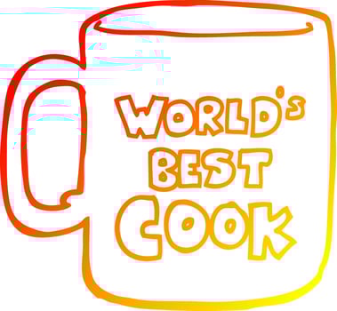 warm gradient line drawing worlds best cook mug vector