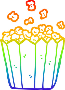 rainbow gradient line drawing cartoon popcorn vector