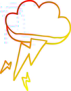 warm gradient line drawing cartoon thunder and lightening vector