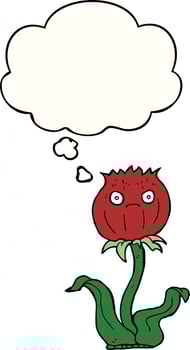 cartoon thistle and thought bubble vector