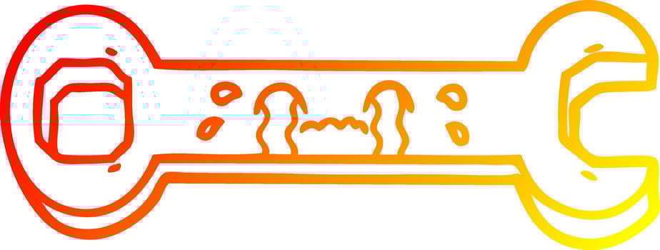 warm gradient line drawing cartoon crying spanner vector