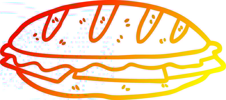 warm gradient line drawing cheese sandwich vector