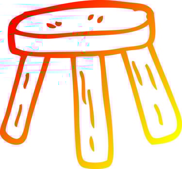 warm gradient line drawing cartoon small stool vector