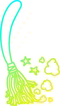 cold gradient line drawing halloween witches broom vector