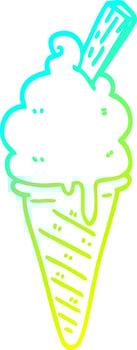 cold gradient line drawing cartoon ice cream vector