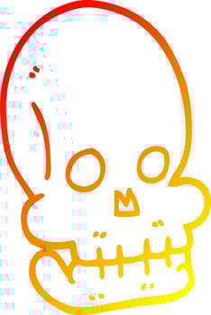 warm gradient line drawing cartoon funny skull vector