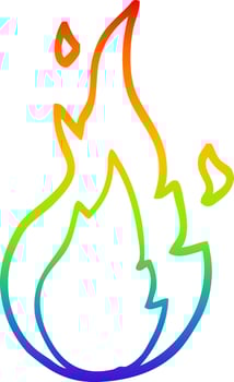 rainbow gradient line drawing cartoon flame symbol vector
