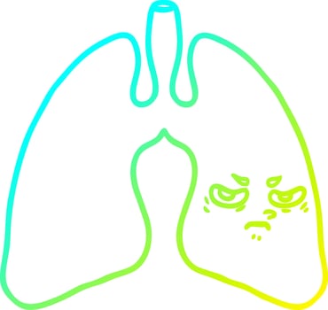 cold gradient line drawing cartoon lungs vector