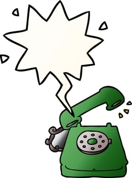 cartoon old telephone and speech bubble in smooth gradient style vector