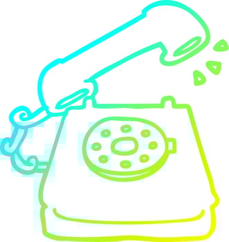cold gradient line drawing cartoon ringing telephone vector