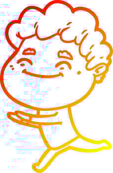 warm gradient line drawing cartoon friendly man vector