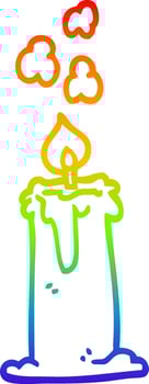 rainbow gradient line drawing cartoon candle burning vector