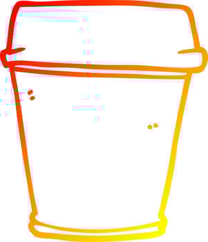 warm gradient line drawing cartoon take out coffee vector