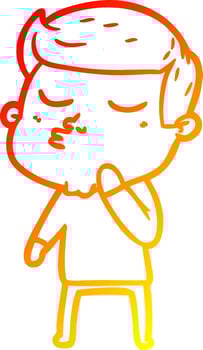 warm gradient line drawing cartoon model guy pouting vector