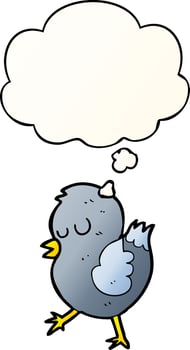 cartoon bird and thought bubble in smooth gradient style vector