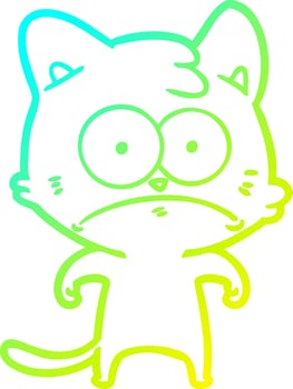 cold gradient line drawing cartoon nervous cat vector