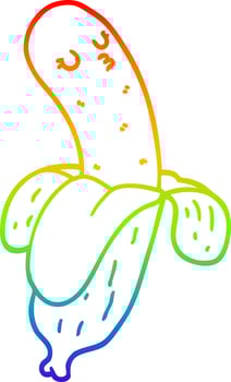 rainbow gradient line drawing cartoon banana vector