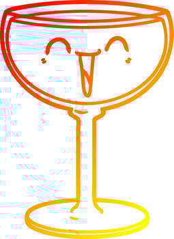 warm gradient line drawing cartoon glass of wine vector