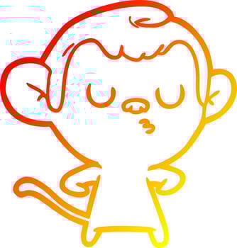 warm gradient line drawing cartoon monkey vector