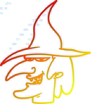 warm gradient line drawing cartoon witch vector