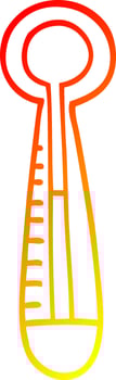 warm gradient line drawing cartoon hot thermometer vector
