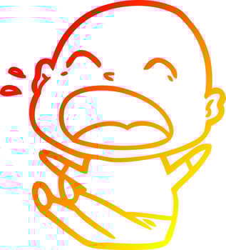 warm gradient line drawing cartoon shouting bald man vector